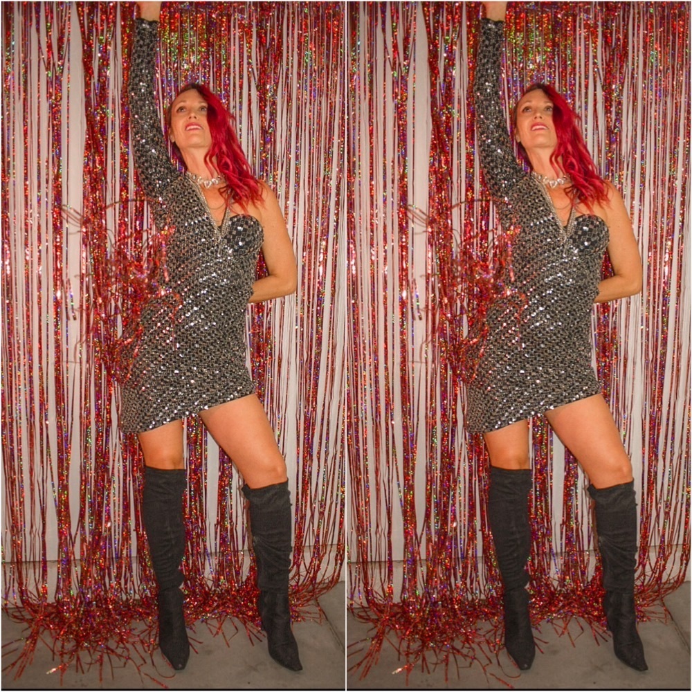 NWT NBD x REVOLVE Sequin One Shoulder Asymmetrical Dress - Picture 2 of 11